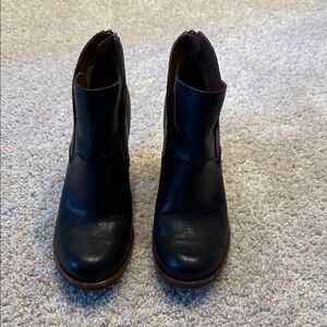 Kork-Ease Black Leather Ankle Booties